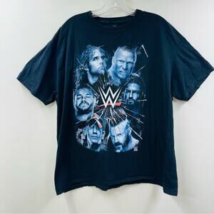 WWE‎ Mens T Shirt Black Graphic Cotton Tee Wrestling Crew Neck  Size XXL